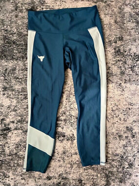 Under Armour Project Rock Let's Go Ankle Legging Blue & White Large